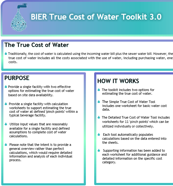 BIER’s True Cost of Water Toolkit 3.0